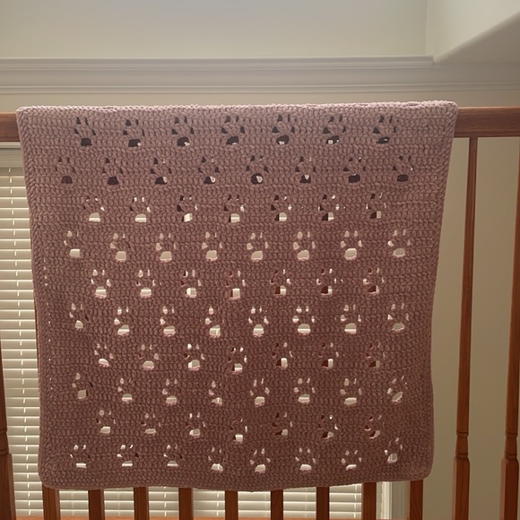 Paw Print Soft Crochet Blanket (handmade by seller) - Picture 3 of 4